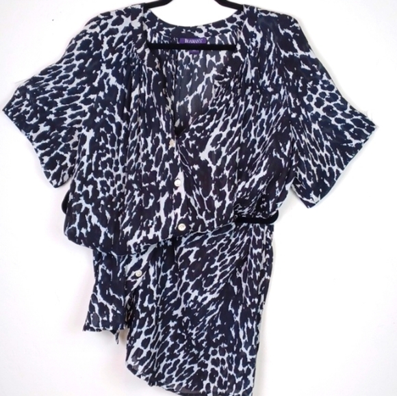 ♥️BUNDLE ONLY ♥️ROMAN'S  BLACK & TAN CHEETAH BUTTON DOWN SHIRT DRESS SZ 12 - Picture 1 of 10